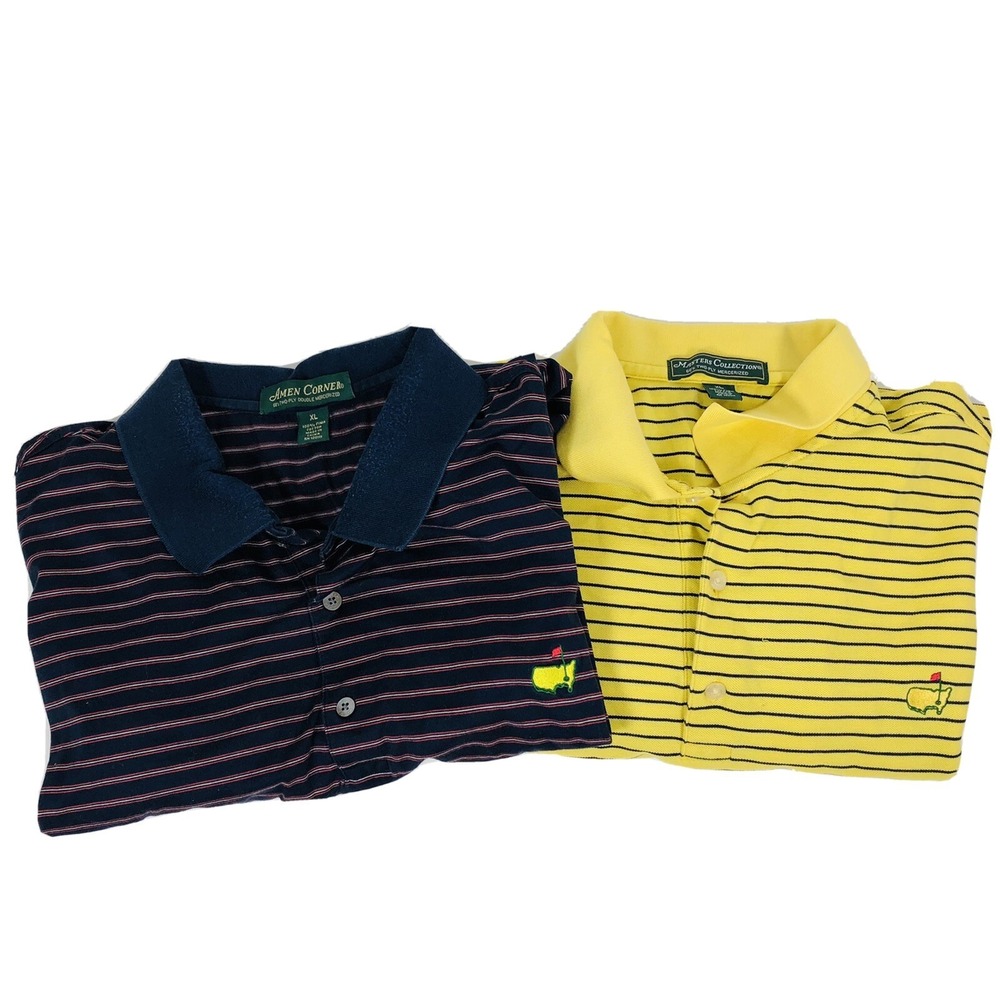 Lot Of 2‎ Masters Collection Amen Corner Polo Shirt Mens XL Blue Yellow